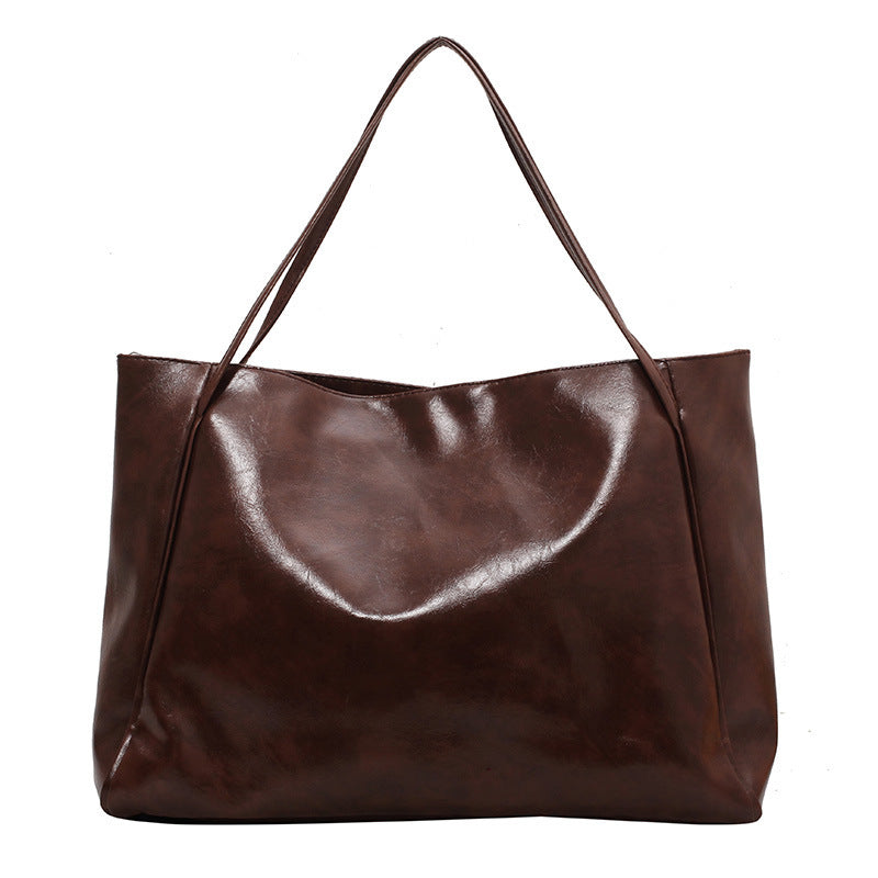 Soft Leather Shoulder Bag Retro Casual Handbag