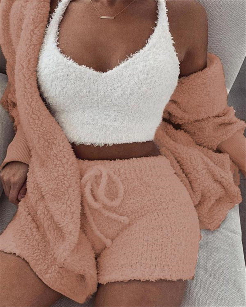Long Sleeve Crop Tank & Drawstring Shorts Pajama Set