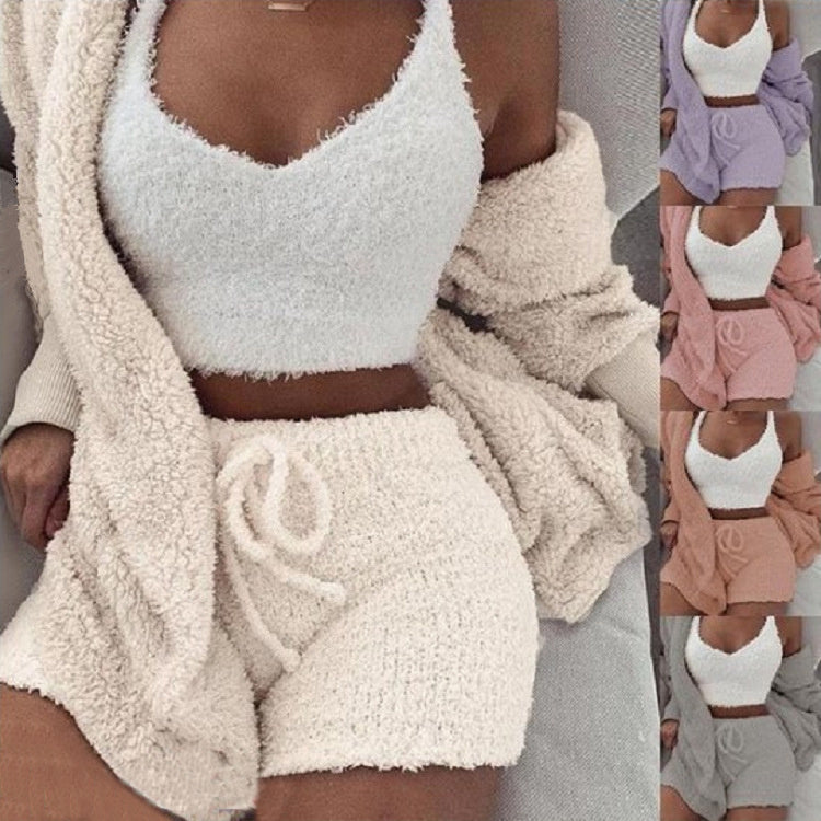 Long Sleeve Crop Tank & Drawstring Shorts Pajama Set