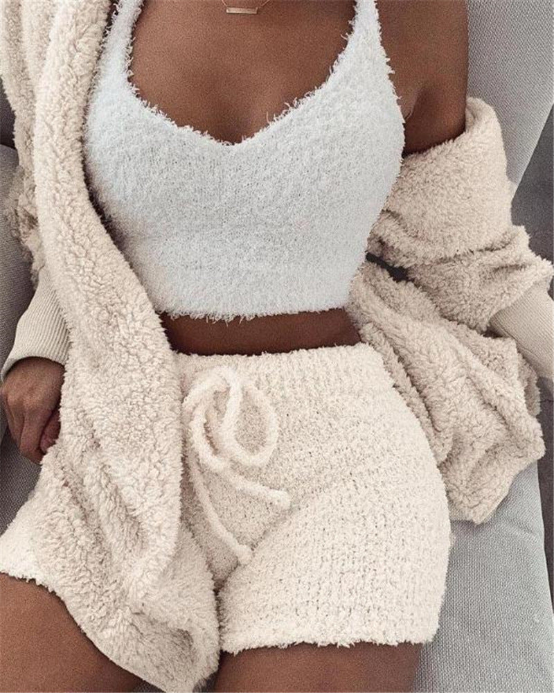Long Sleeve Crop Tank & Drawstring Shorts Pajama Set
