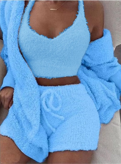 Long Sleeve Crop Tank & Drawstring Shorts Pajama Set