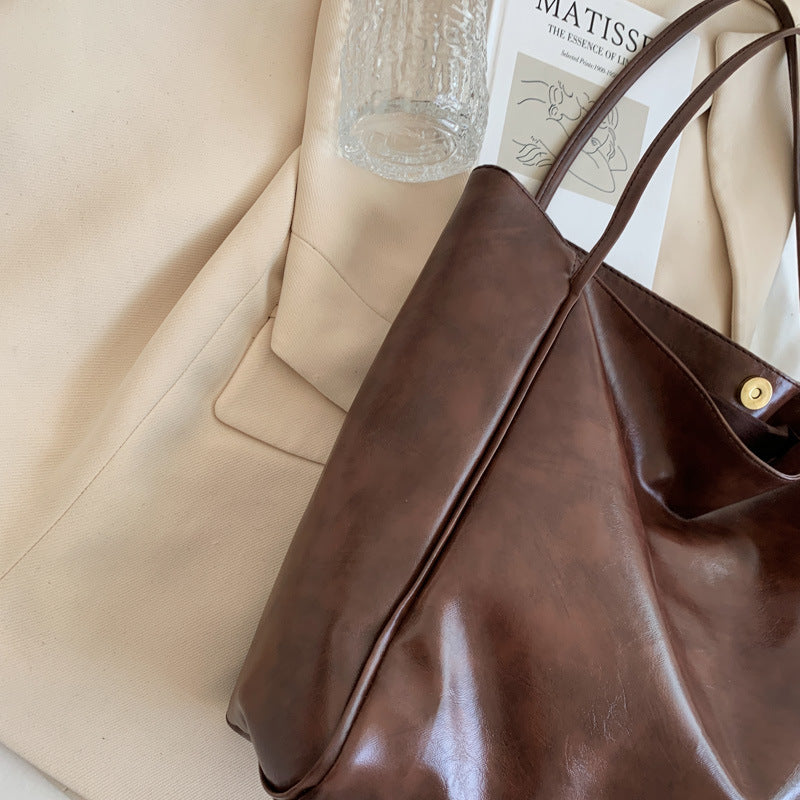 Soft Leather Shoulder Bag Retro Casual Handbag