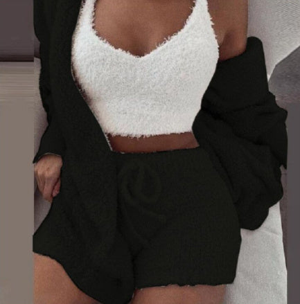 Long Sleeve Crop Tank & Drawstring Shorts Pajama Set