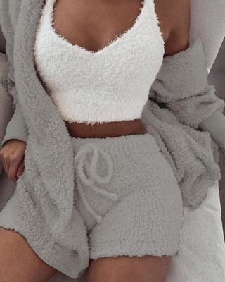 Long Sleeve Crop Tank & Drawstring Shorts Pajama Set