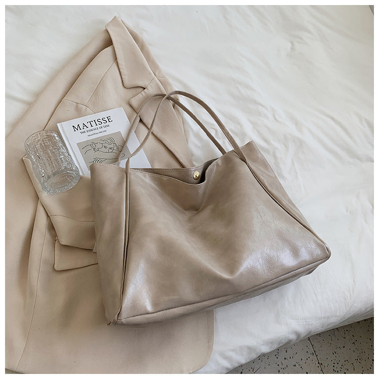 Soft Leather Shoulder Bag Retro Casual Handbag