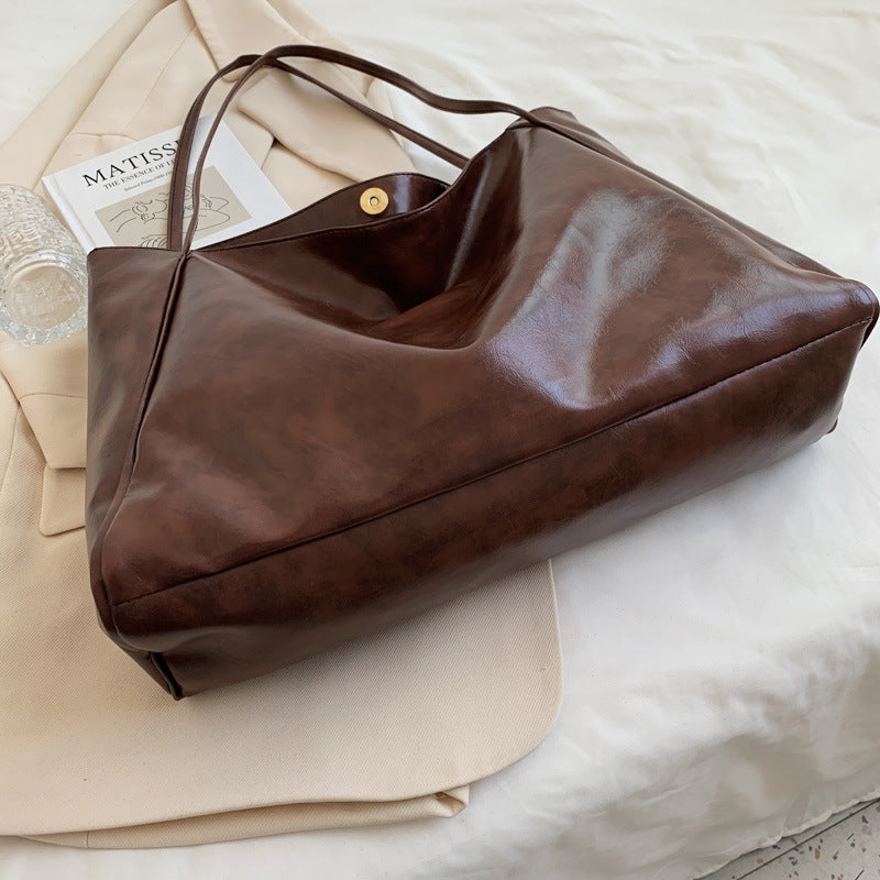 Soft Leather Shoulder Bag Retro Casual Handbag
