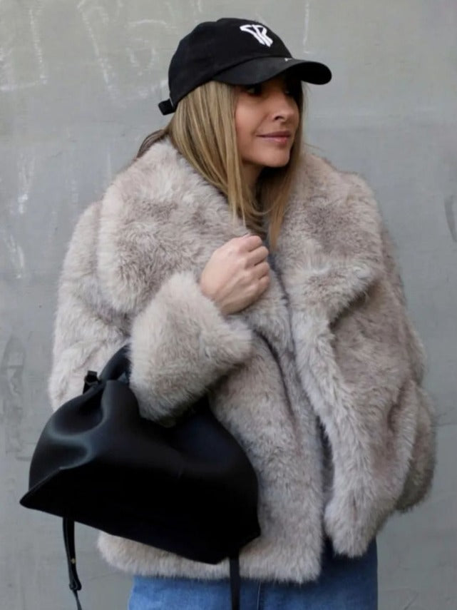 Winter Plush Coat Fashion Thicken Lapel Outwear
