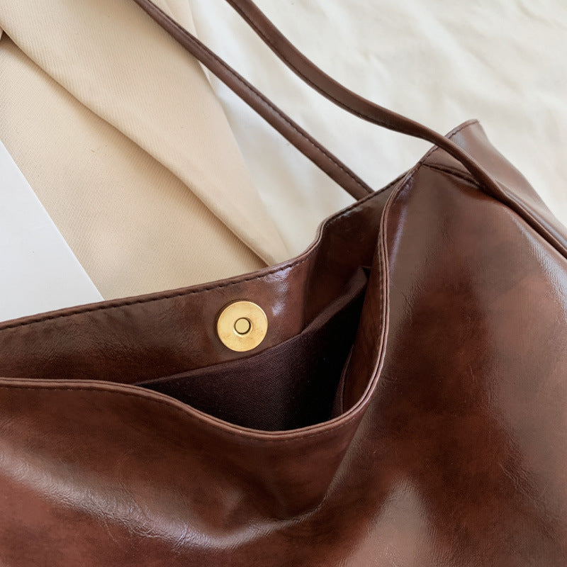 Soft Leather Shoulder Bag Retro Casual Handbag