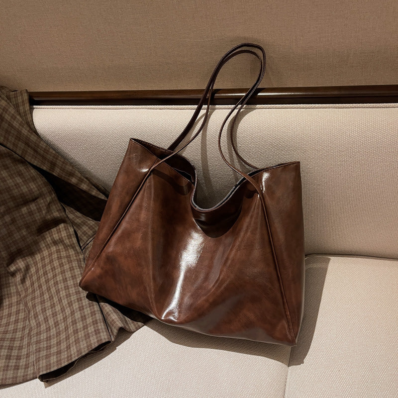 Soft Leather Shoulder Bag Retro Casual Handbag