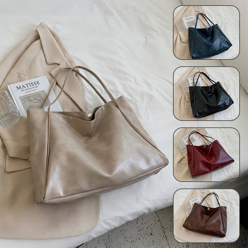 Soft Leather Shoulder Bag Retro Casual Handbag