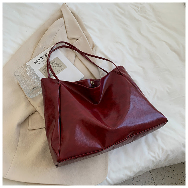 Soft Leather Shoulder Bag Retro Casual Handbag