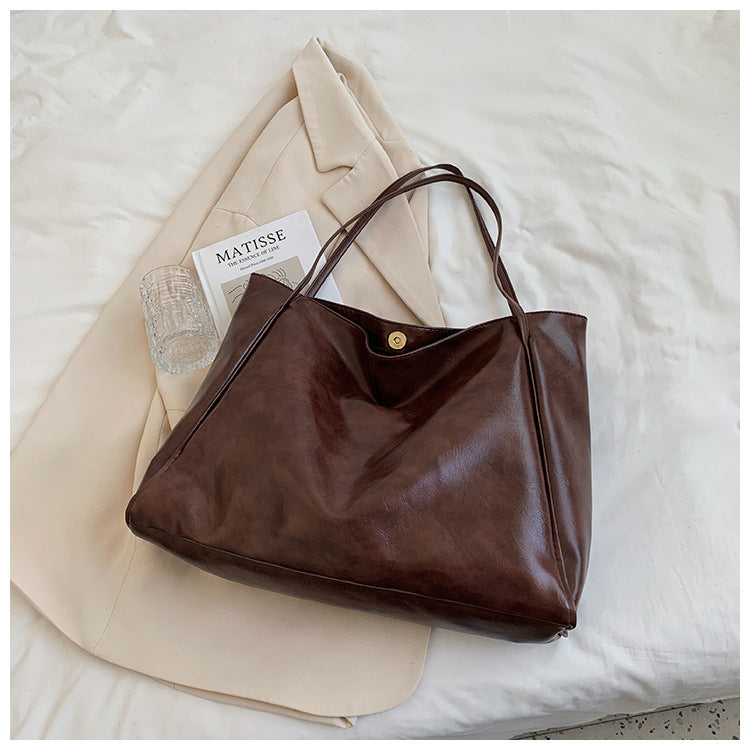 Soft Leather Shoulder Bag Retro Casual Handbag