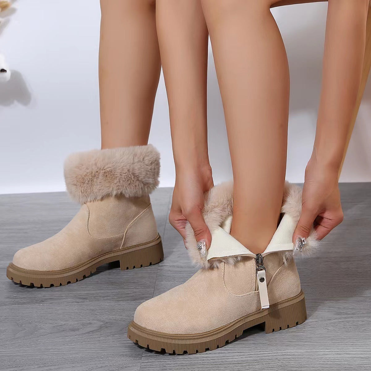 Warm Plush Boots Winter Fashion Side-Zipper Snow Boot