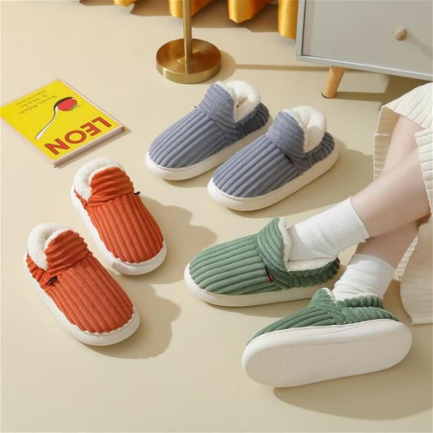 Warm Indoor Bedroom Cotton Plush Shoes