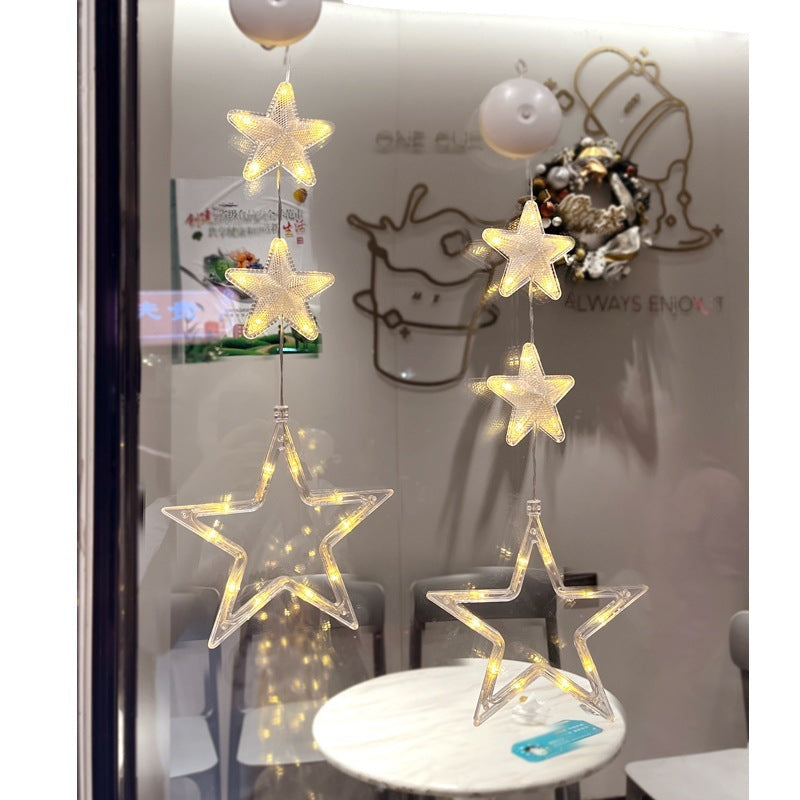 Christmas 3pcs LED Light Star Xmas Tree Hanging Sucker Lamp