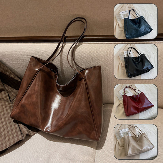 Soft Leather Shoulder Bag Retro Casual Handbag